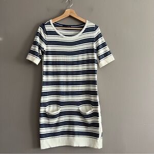 Rag & Bone Knit Shirt Dress Short Sleeve Round Neck Pockets Casual Striped Sz M